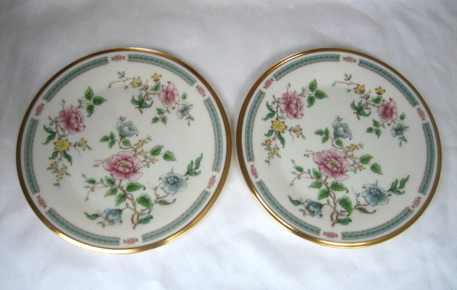 Lenox Morning Blossom 8-1/8 inch Salad Plates Made in USA Set of (2)
