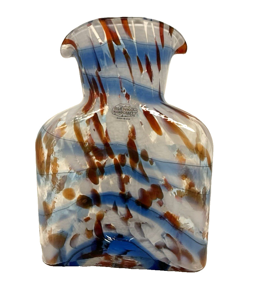 Blenko Glass Water Bottle 384 – Patriotic – Red White and Blue