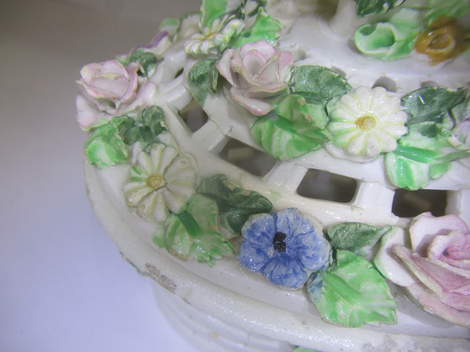 Capodimonte? Pierced Floral Porcelain Covered Bowl