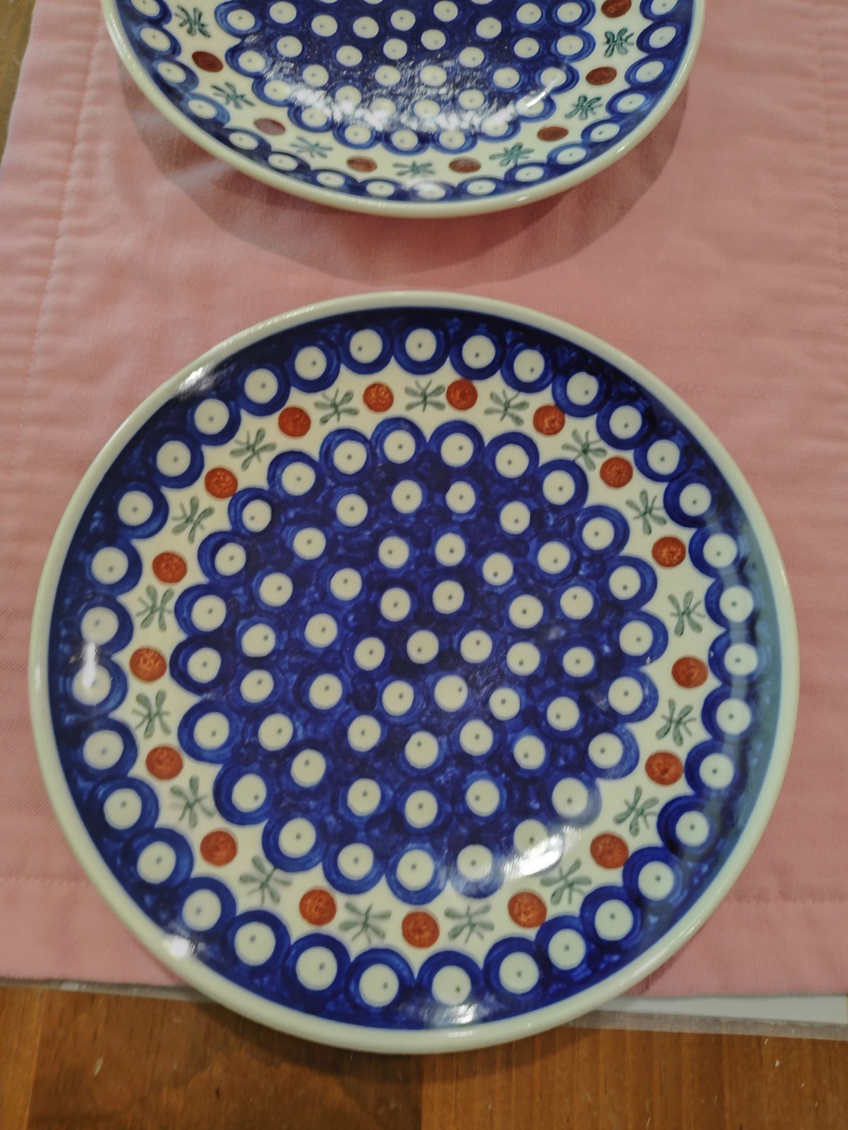 Manufatura Boleslawiec Polish Pottery Plate 7.25″ D Blue Red Green Salad/Dessert