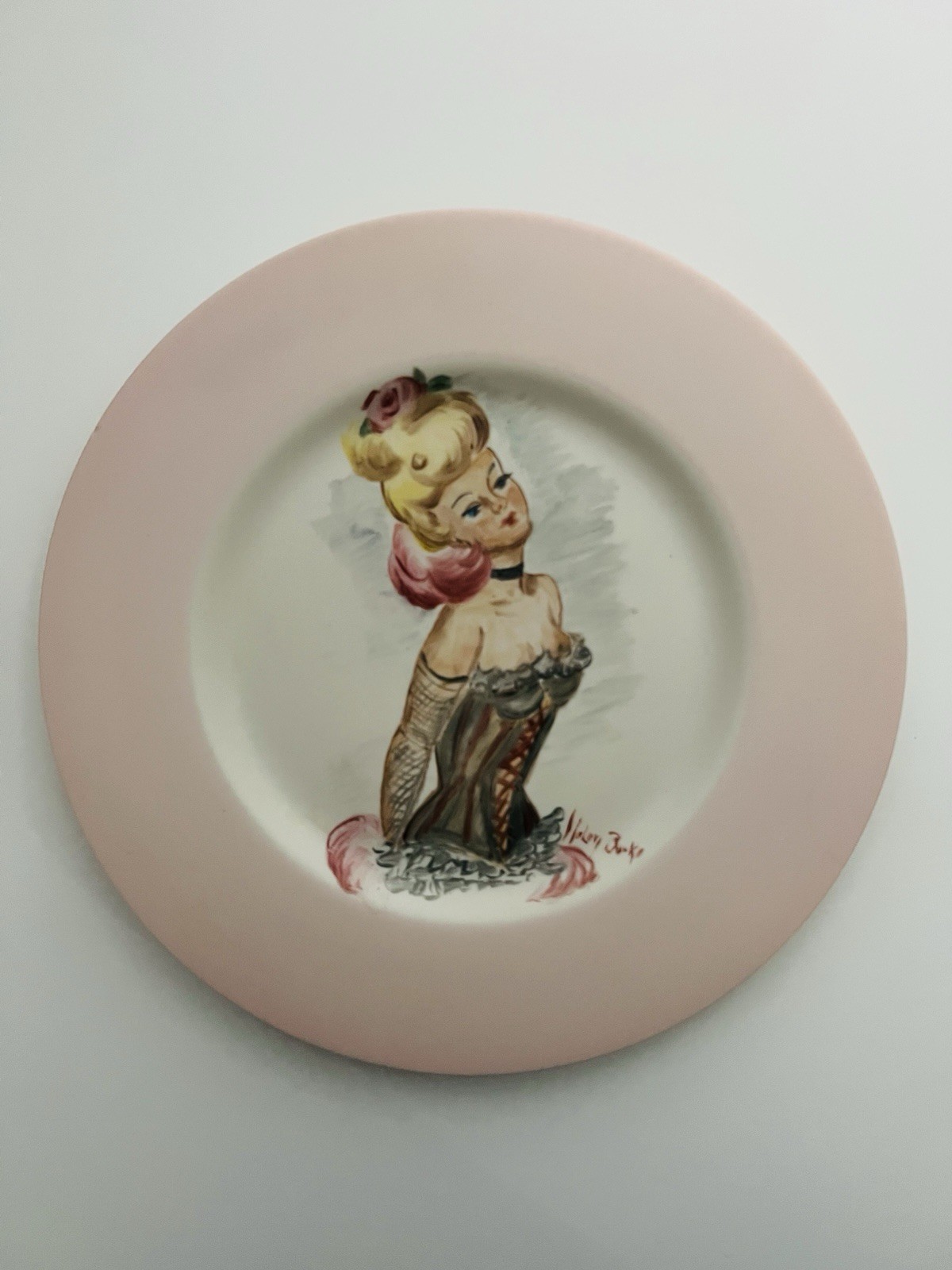 Rare 1950s Pin-up Glamour Girl Trinket Dish 8.5 Inch- Artist Signed Helen Burke