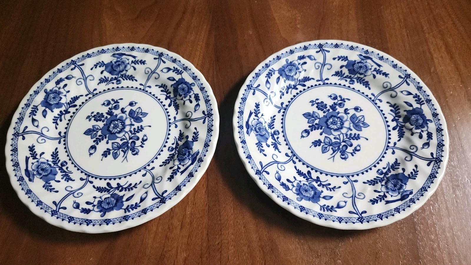 Johnson Brothers Indies Bread Plates Set of 2 6″ England Blue White Appetizer
