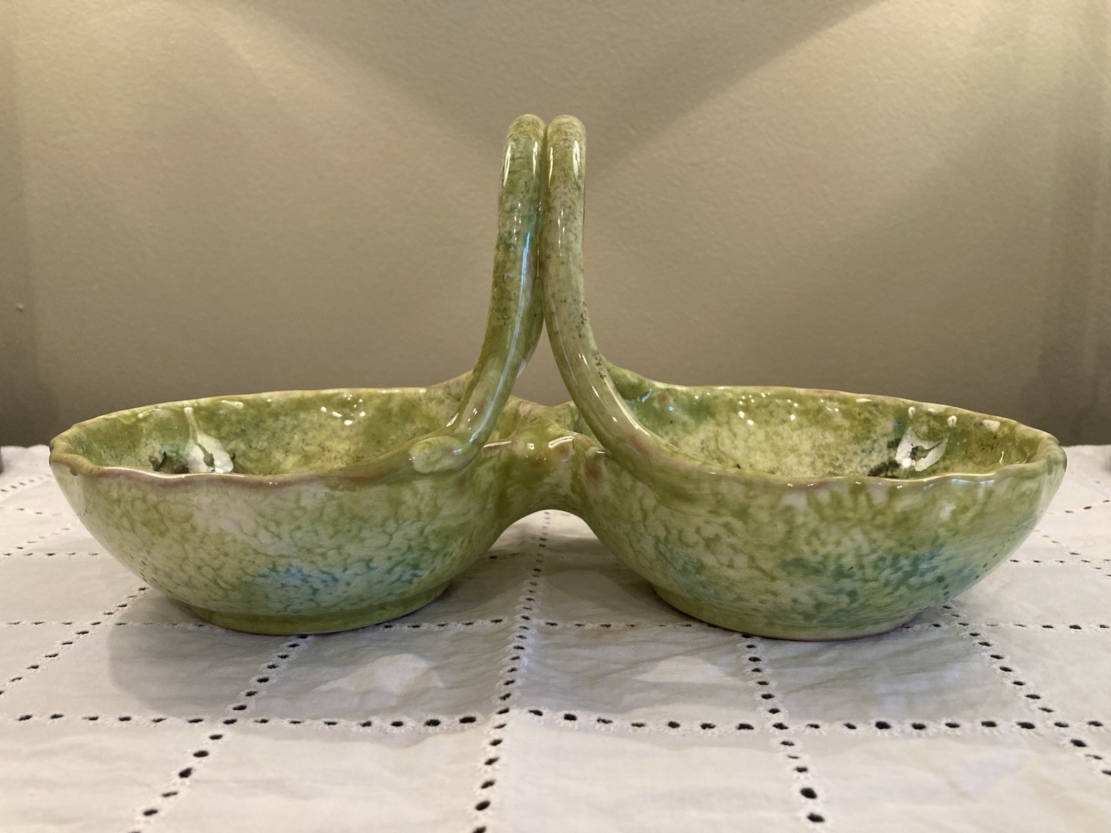 Italian Majolica Double Sided Bon Bon Serving Dish Lemons Creazioni D’arte