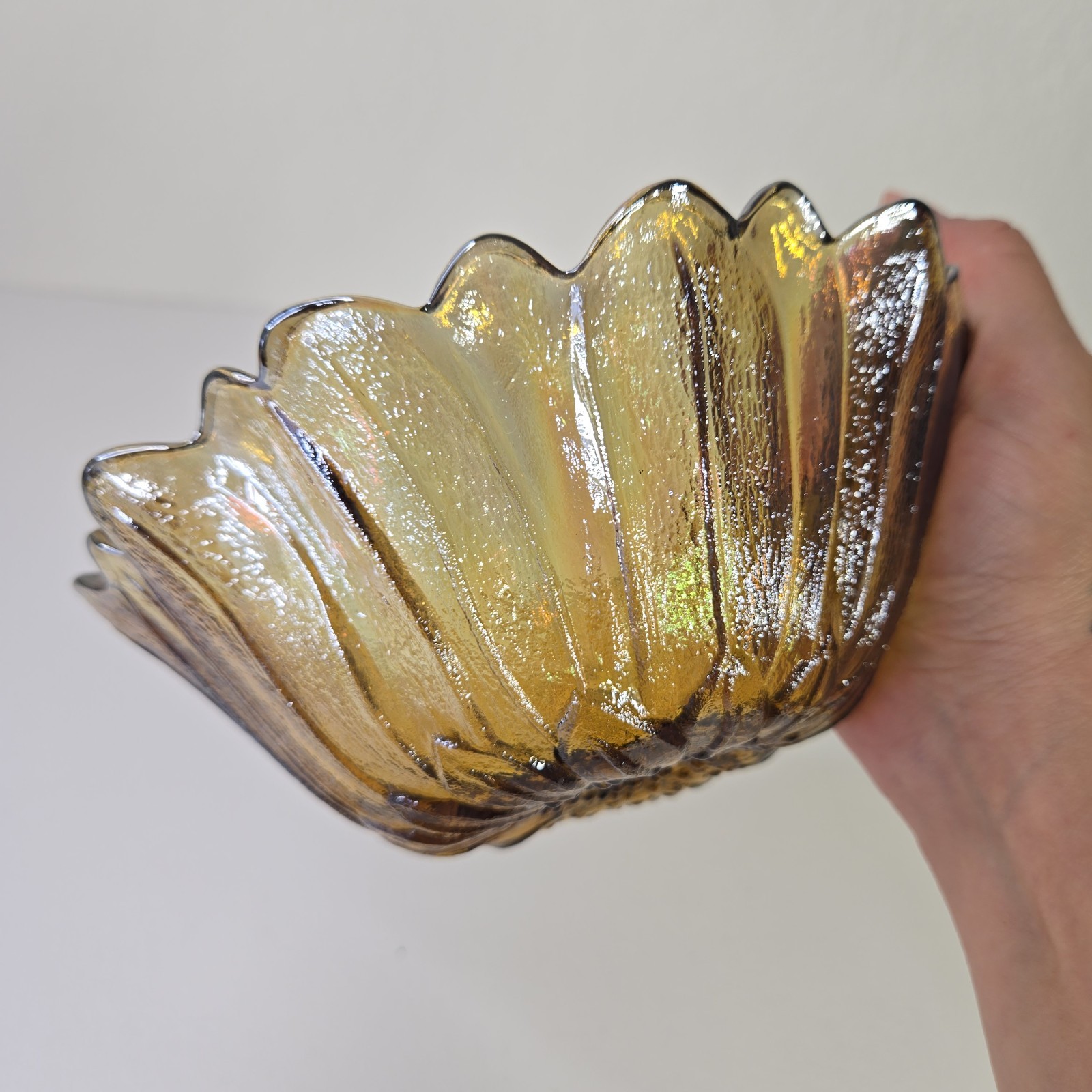Vintage Indiana Iridescent Carnival Glass Marigold Sunflower Candy/Trinket Dish