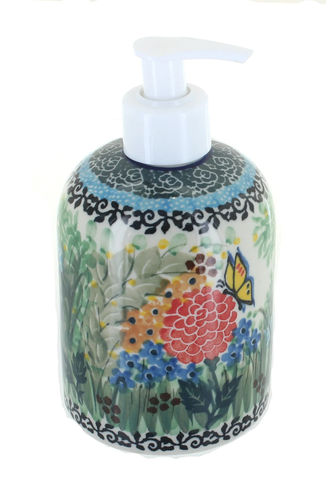Blue Rose Polish Pottery Teresa Soap Dispenser