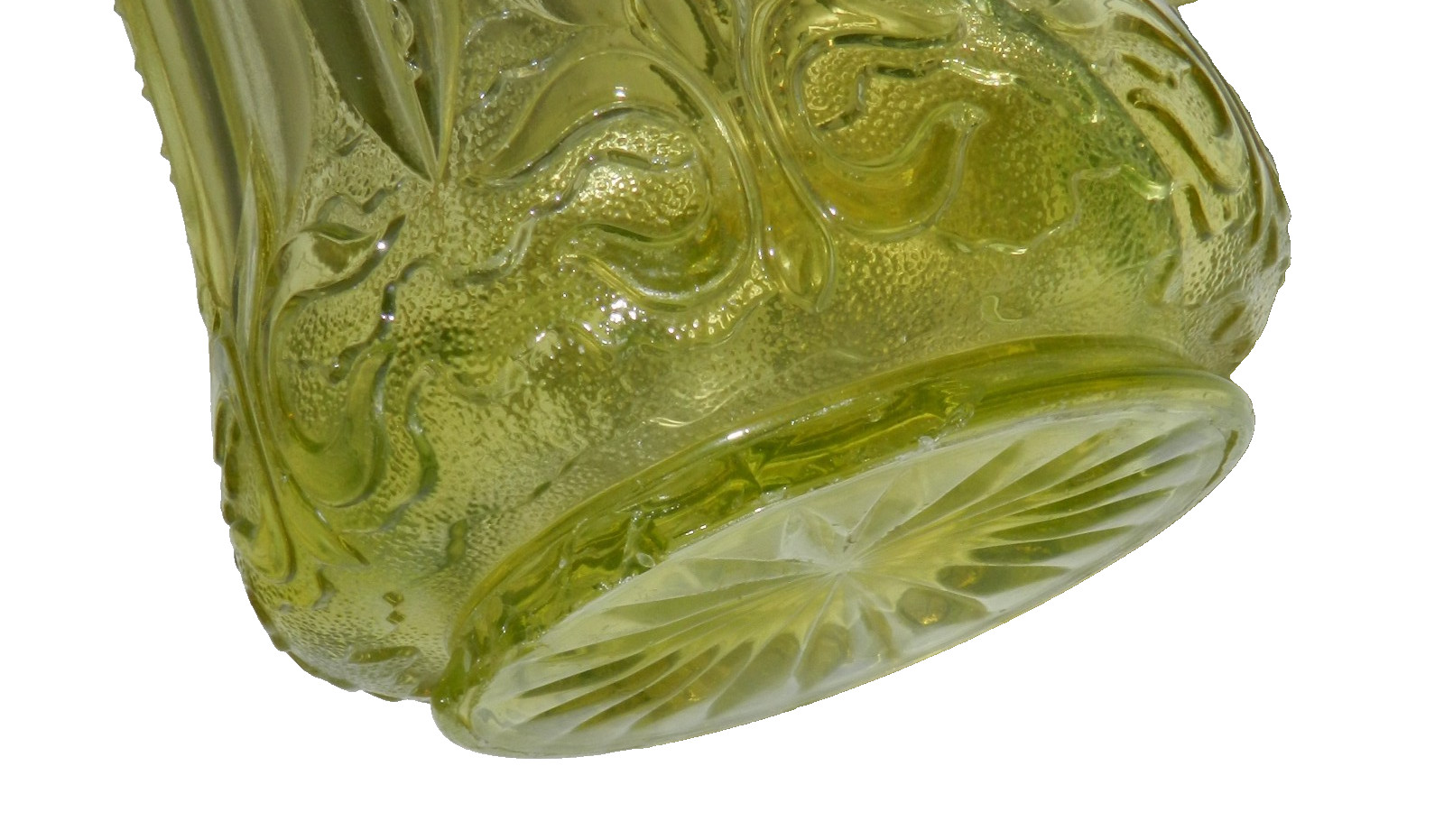Antique Victorian Uranium Vaseline Jefferson Pitcher Rare!