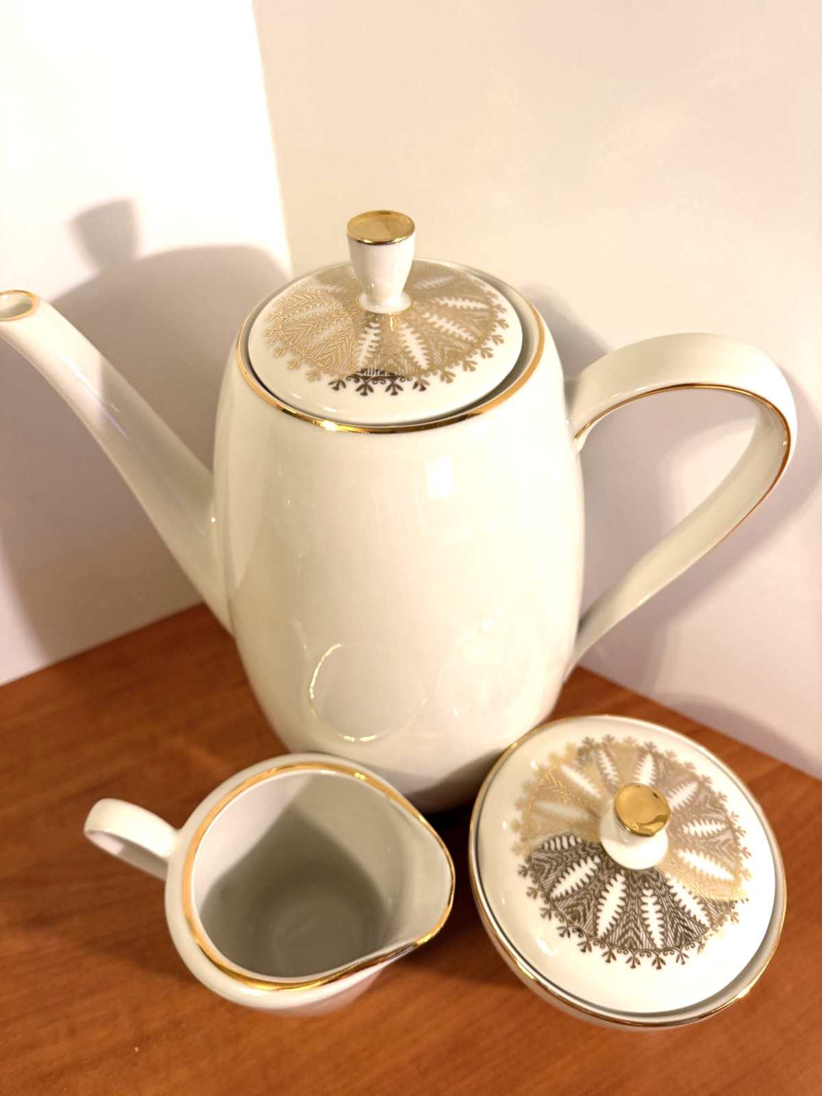 Winterling Kirchenlamitz Bavaria White Gold Coffee Server Set
