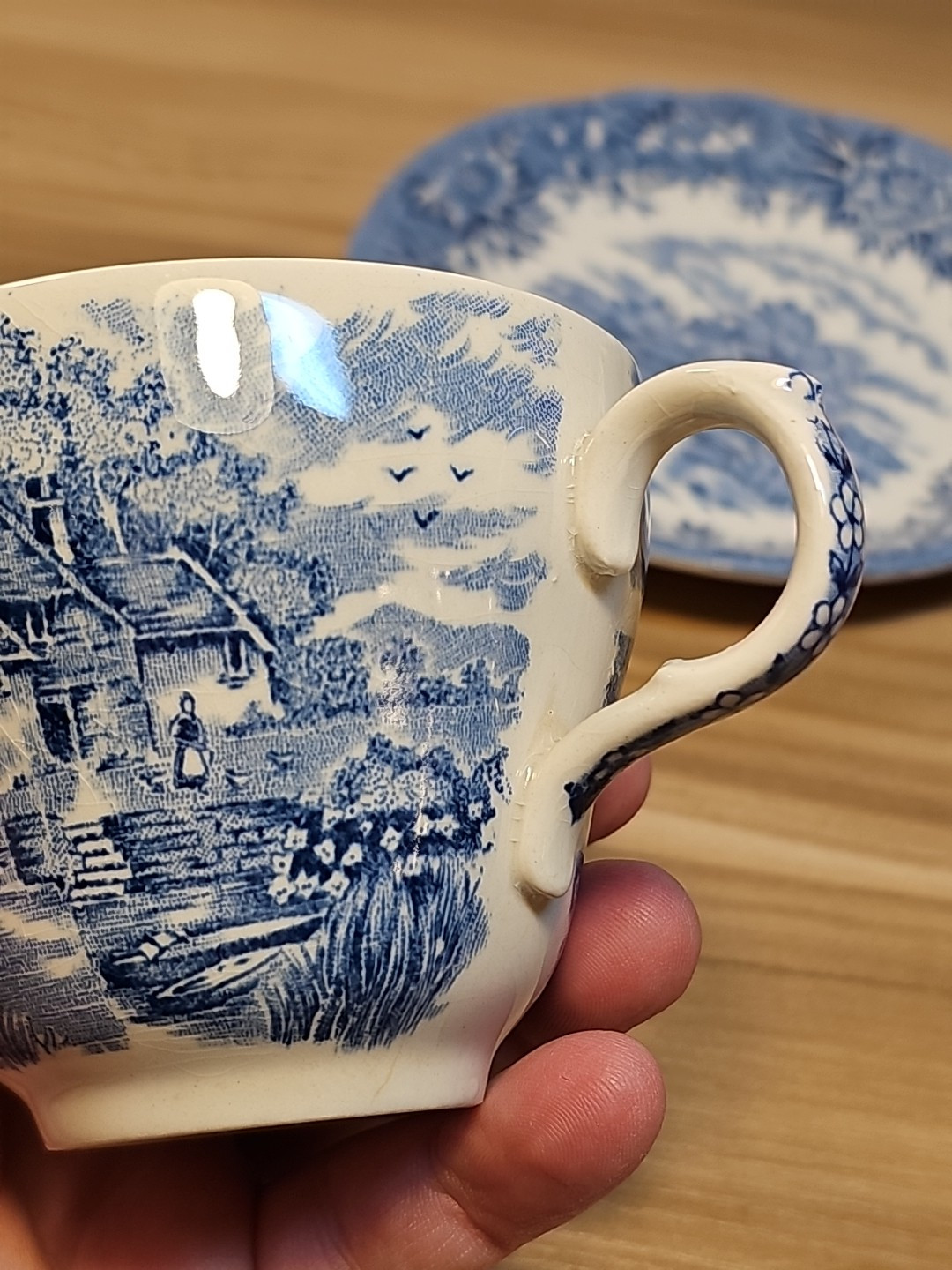 Vtg English Village By Salem China Co. Olde Staffordshire Ironstone Cup & Saucer