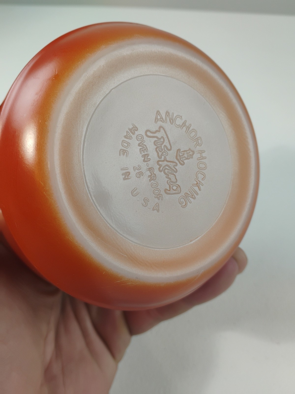 Vintage Anchor Hocking Fire-King Milk Glass Orange Small Bowl 4″ Diameter