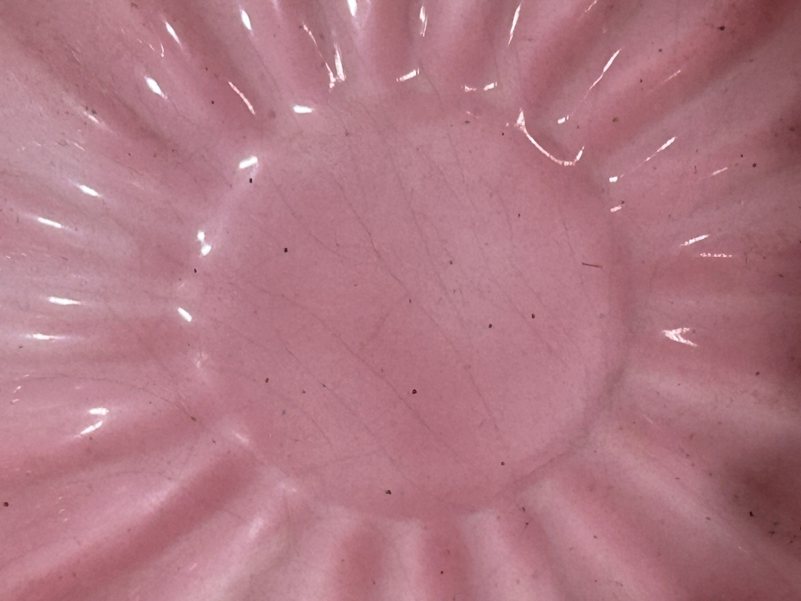 Scalloped Pink And White Pedestal Bowl 8 1/2 Inches At The Top