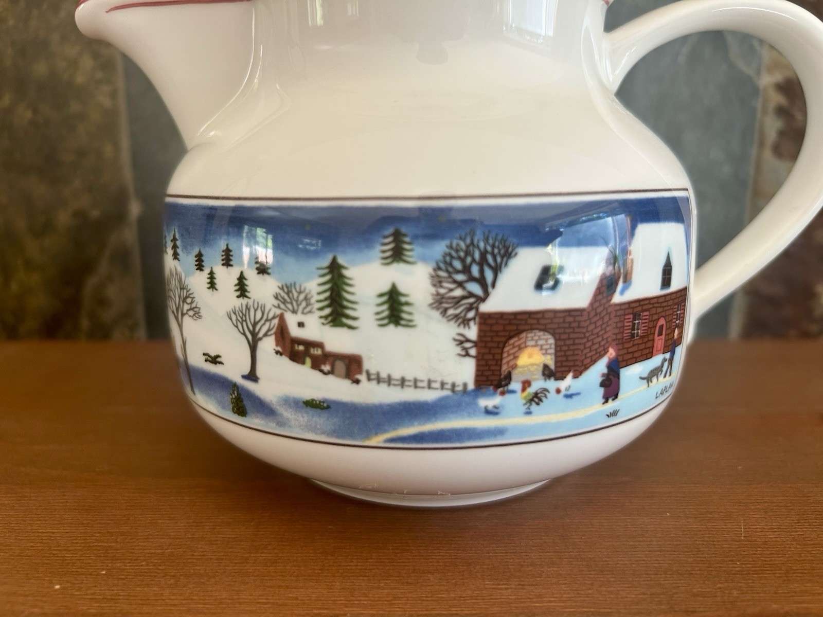 Villeroy & Boch Naif Christmas Teapot Porcelain Lid 3-Cup Folk Art Gerard Laplau