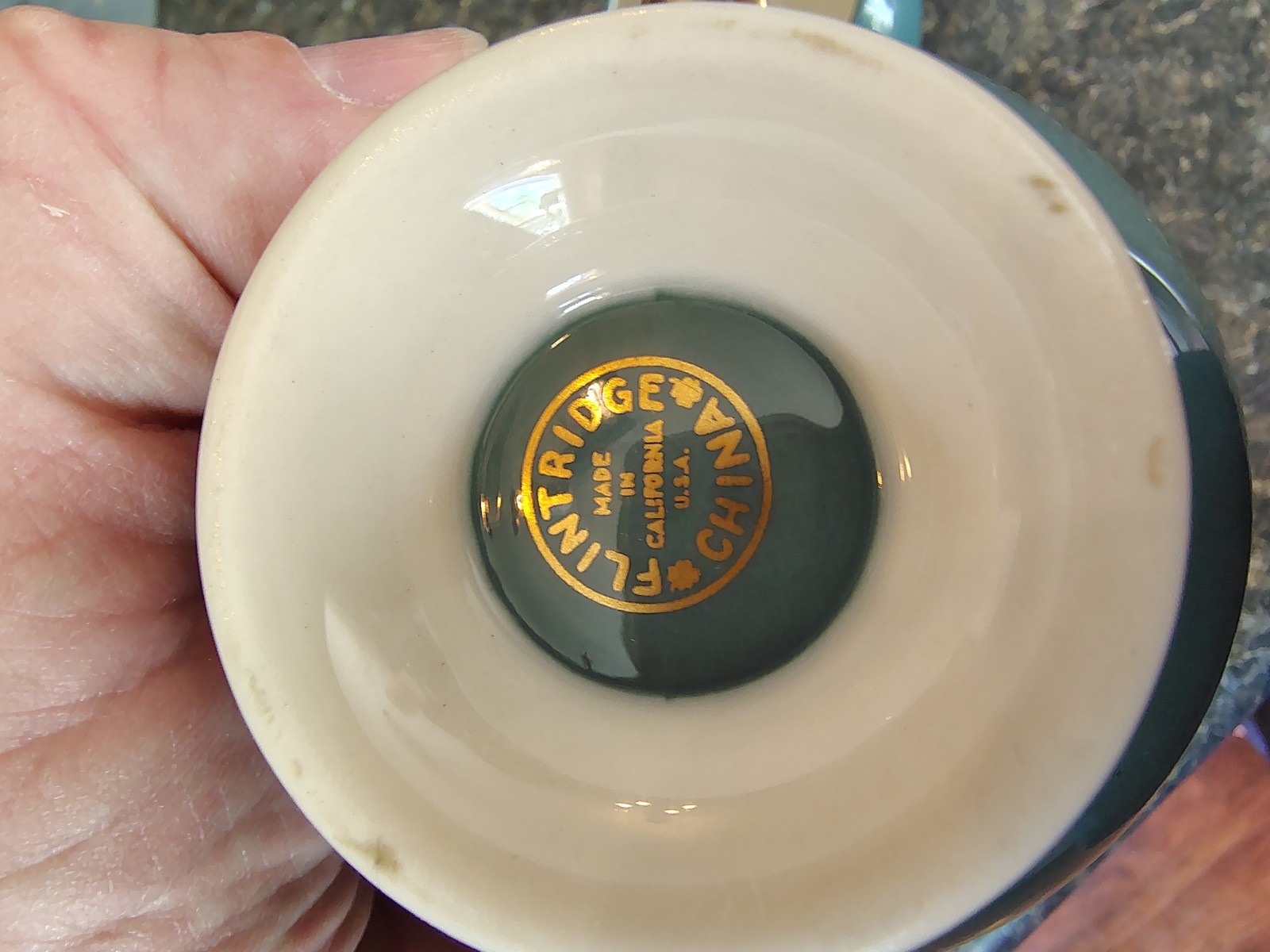 Flintridge Sugar Bowl and Creamer Gold Trim Ceramic