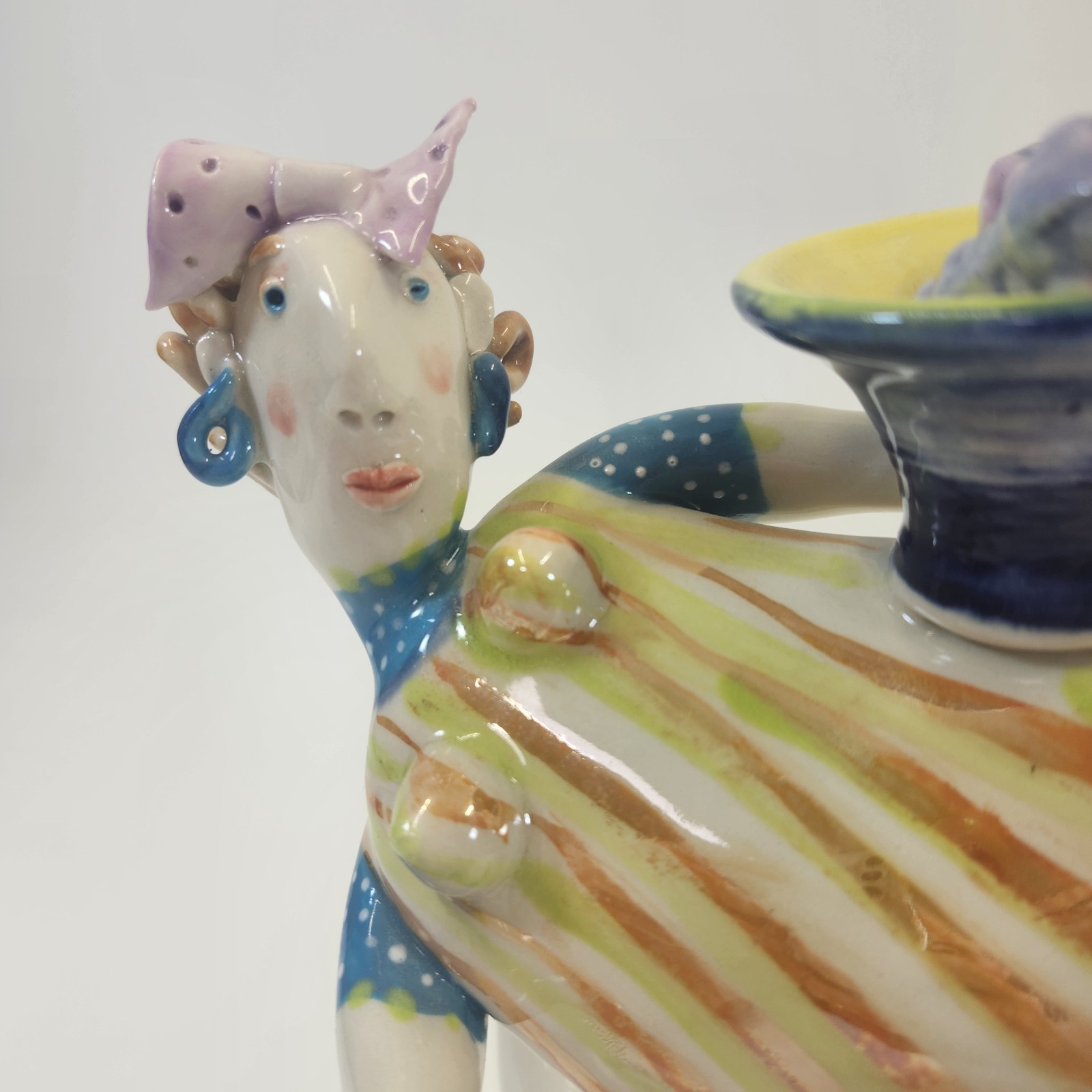 Julia Kirillova Teapot Signed 1997 Russian Studio Pottery Figural Art Whimsical
