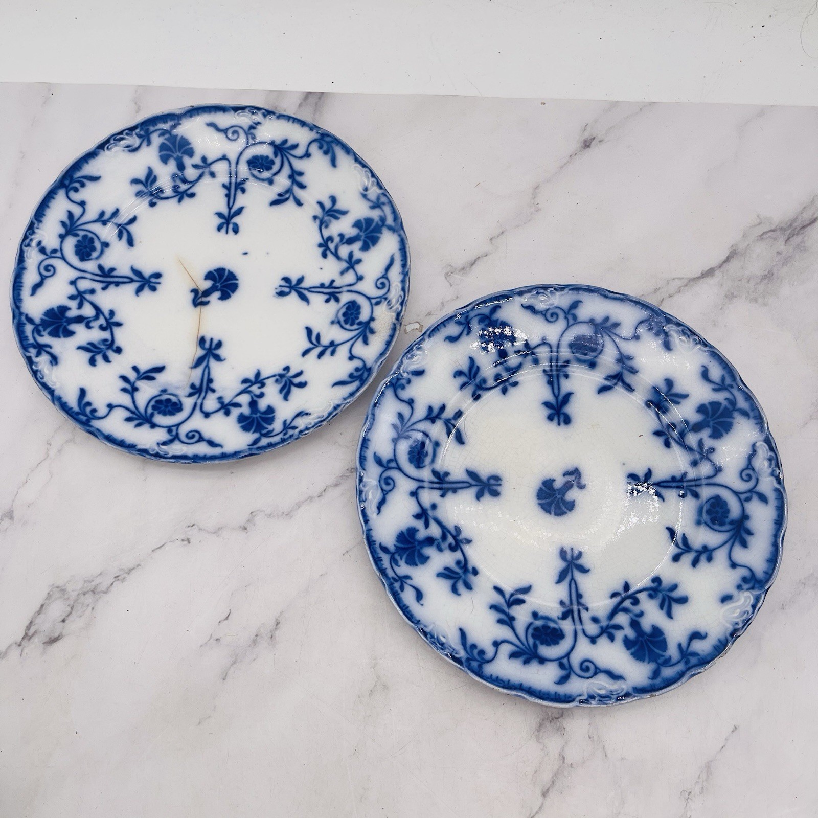 Set of 13 Vtg Atq Blue & White Plates Wall Collage Display Decor Mostly England