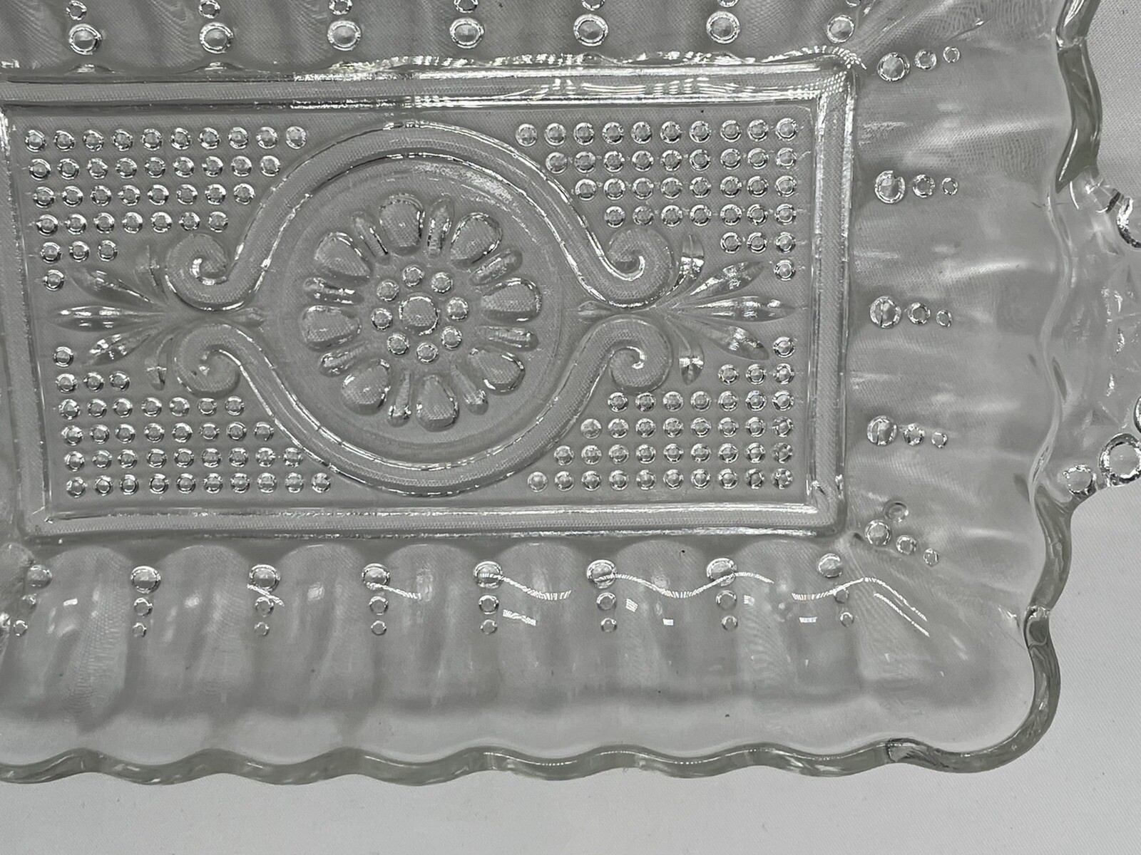 Vintage Anchor Hocking Rectangular Pressed Glass Relish Dish #156 Circa 1950s