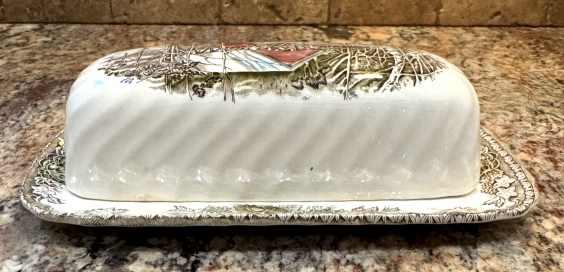 Johnson Brothers Friendly Village Butter Dish The Covered Bridge Vintage England