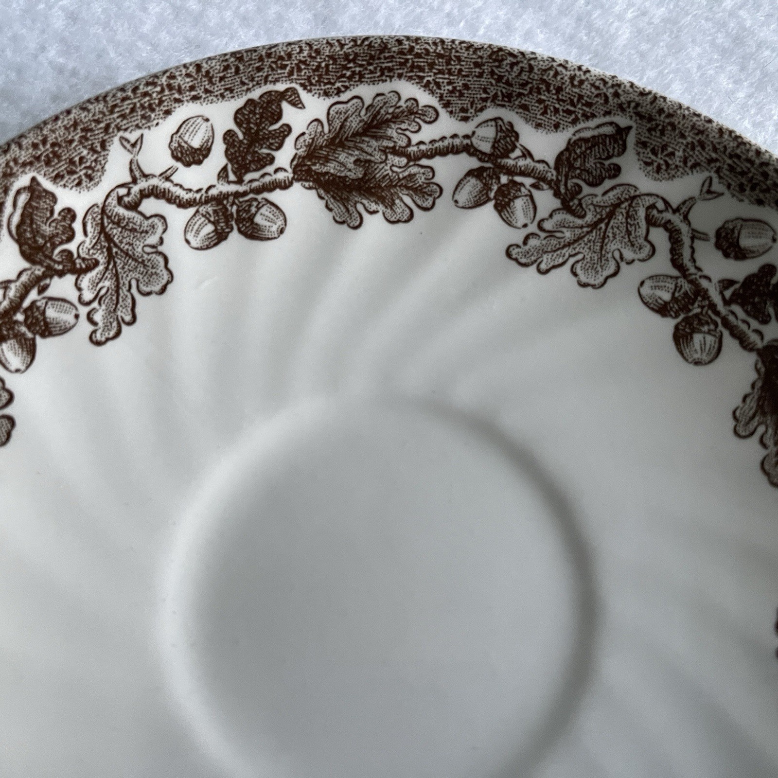 Churchill Country Life Brown Saucer Acorn Oak Leaf Pattern 5.5″ Vintage