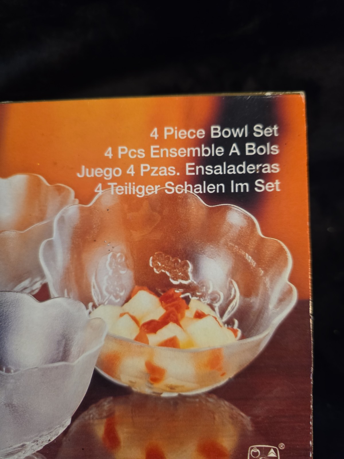NOS Set of 4 Vtg KIG Indonesia 6-1/2″ Dia Scalloped Glass Cereal Salad Soup Bowl