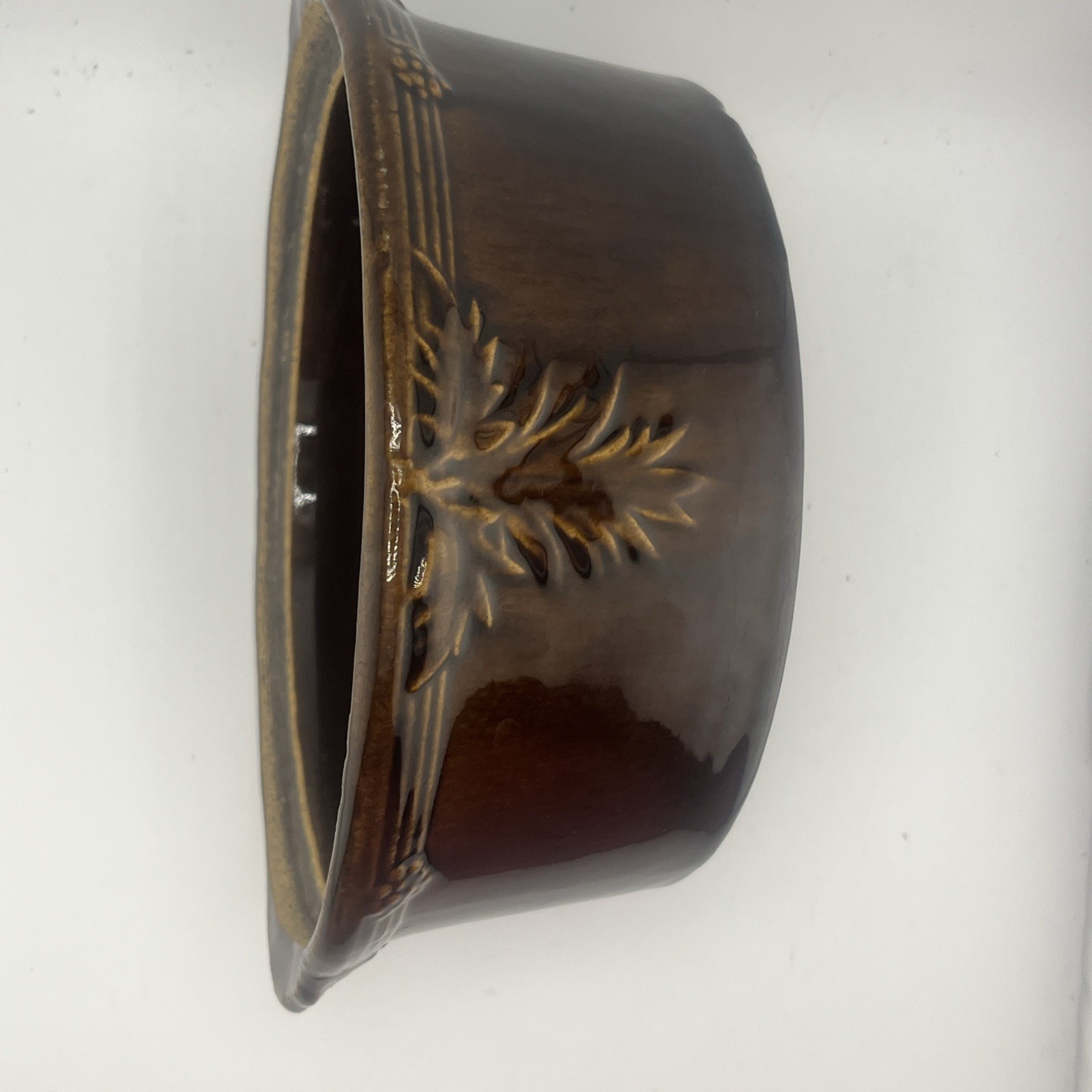 Vintage Brown Stoneware Ceramic Crock Lidded Casserole Dish Unmarked ST