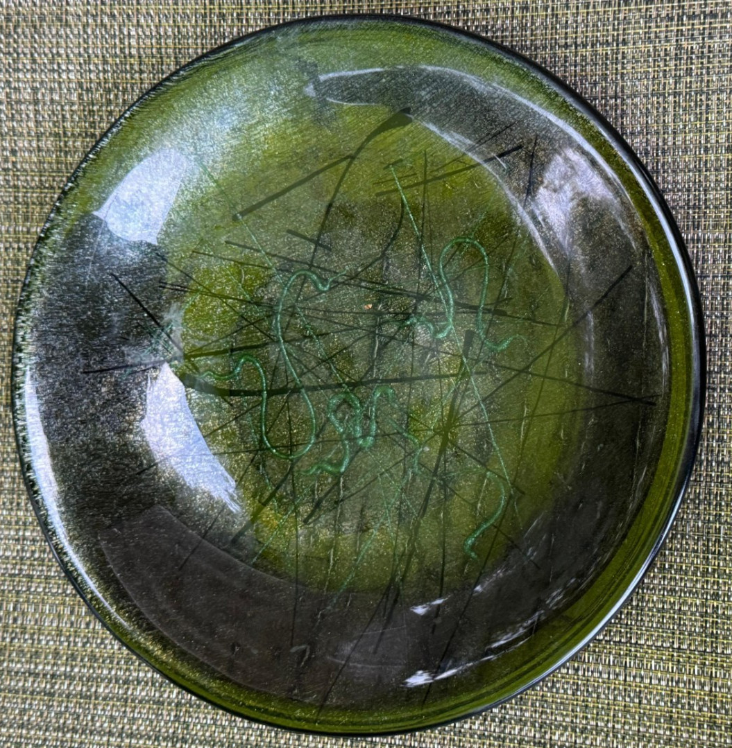 Vintage Hand Made Glass Candy Dish Mid Century 1963