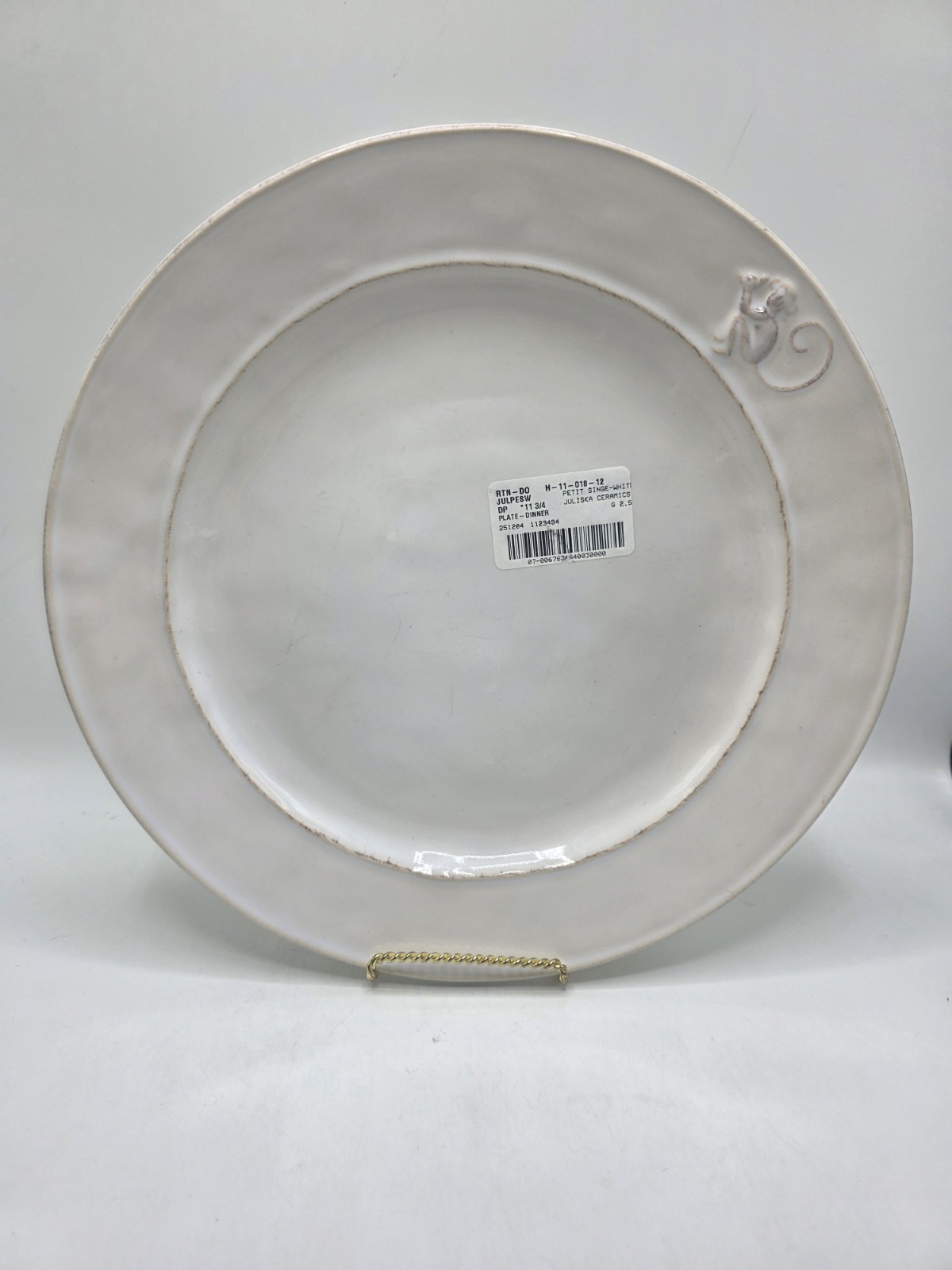 Juliska Ceramics Petit Singe Whitewash 11 3/4 Inch Dinner Plate