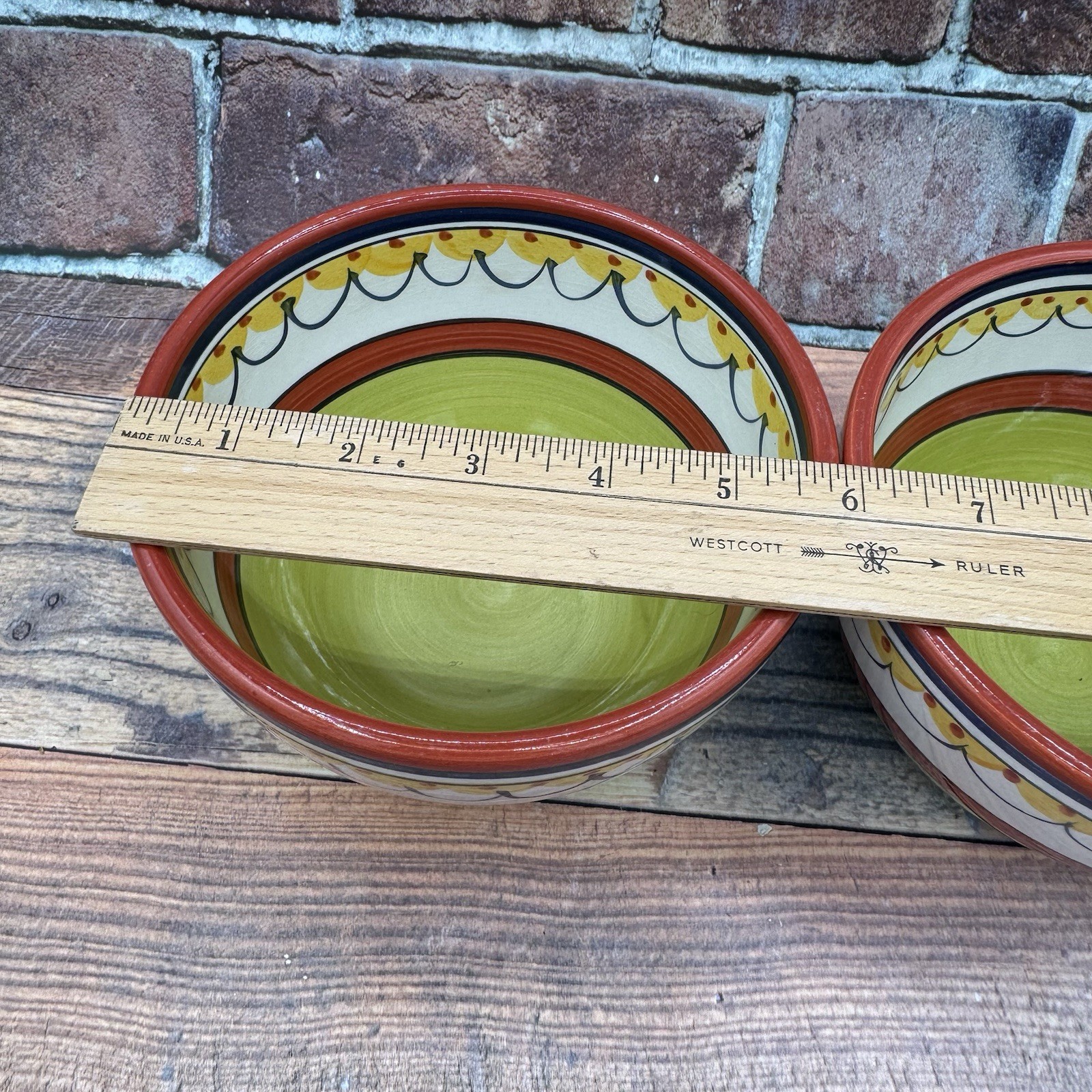 Pier 1 Del Sol 6″ Soup Cereal Bowls Hand Painted Earthenware Set of 2 Fiesta