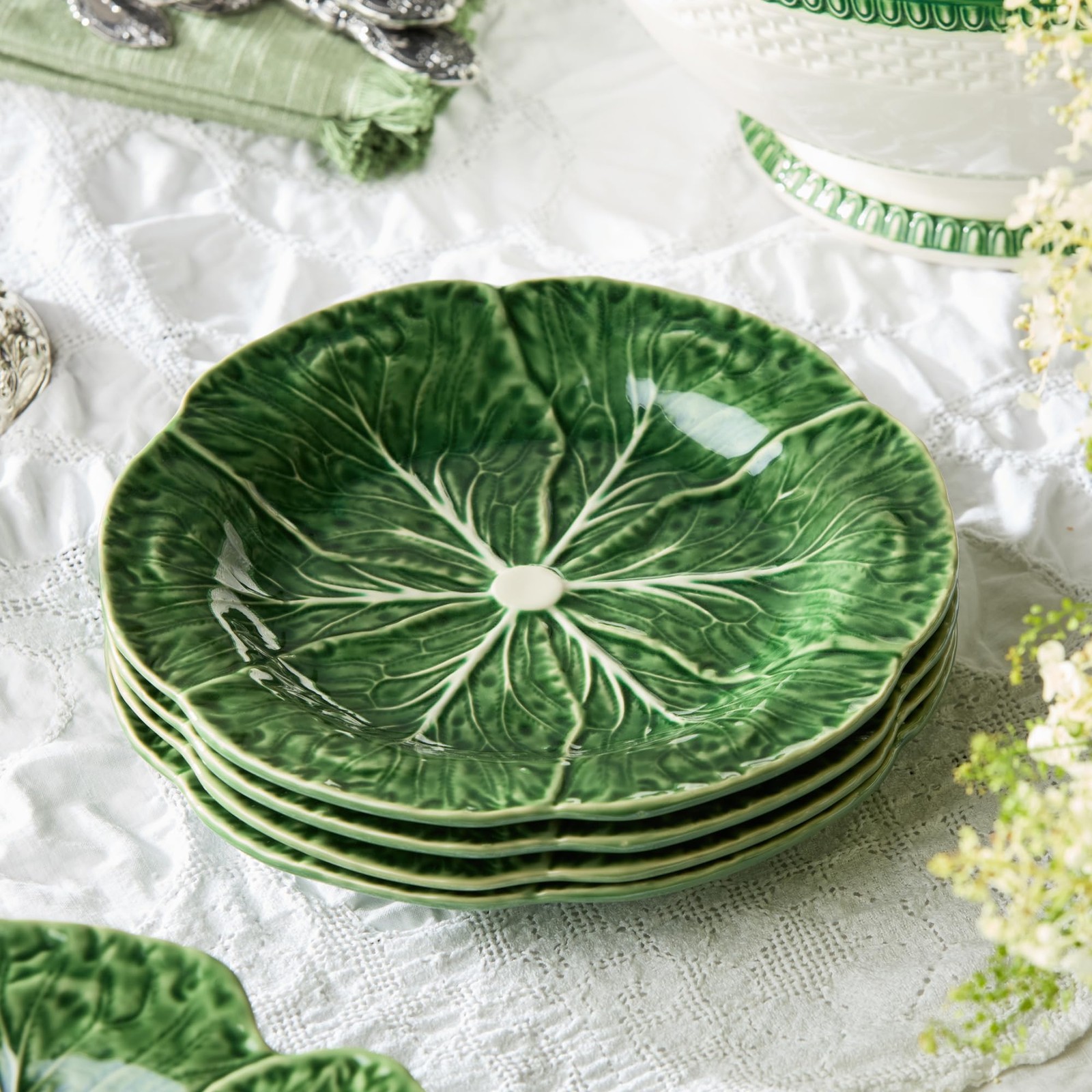 Cerified International Le Jardin Green Cabbage 3D Salad/Dessert Set Of – 9