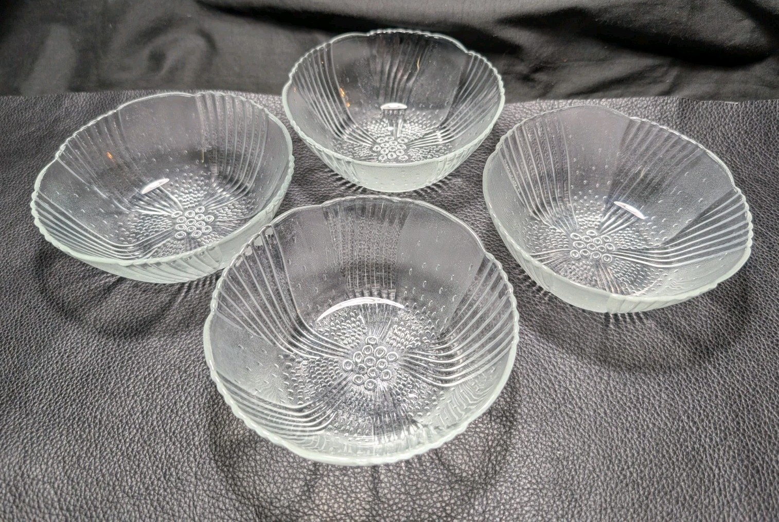 1970’s Set of 4 Libbey Harmony Glass Berry/Dessert Bowls Clear Glass Serving 5in