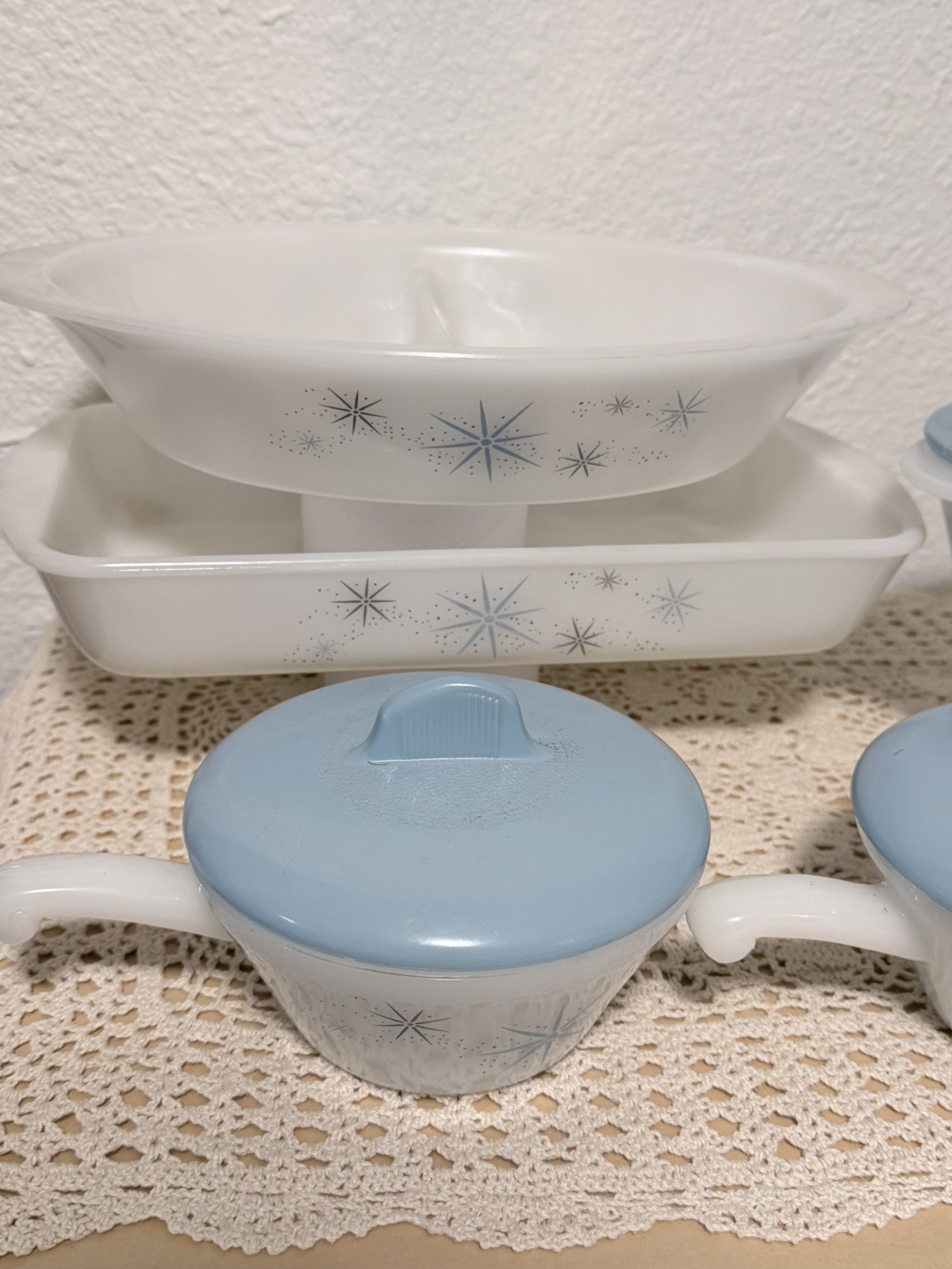 Glasbake Atomic Starburst WITH Lids Vintage MCM Midcentury Modern 1950s 1960s