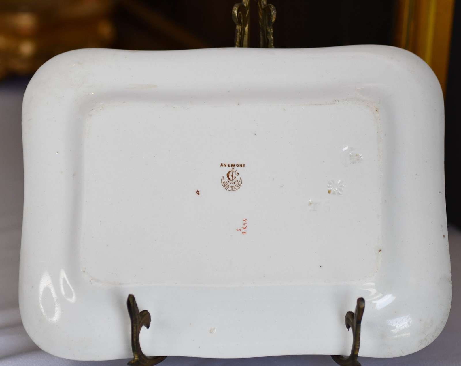 Vintage Rectangular White Floral Serving Plate, 9″
