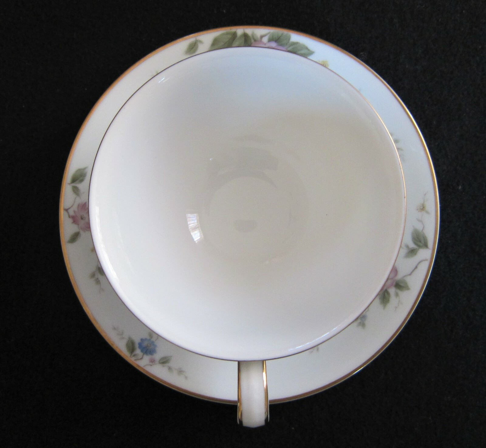 Vintage Noritake Teacups with Saucers Floral on White Gold Trim Firenze 6674
