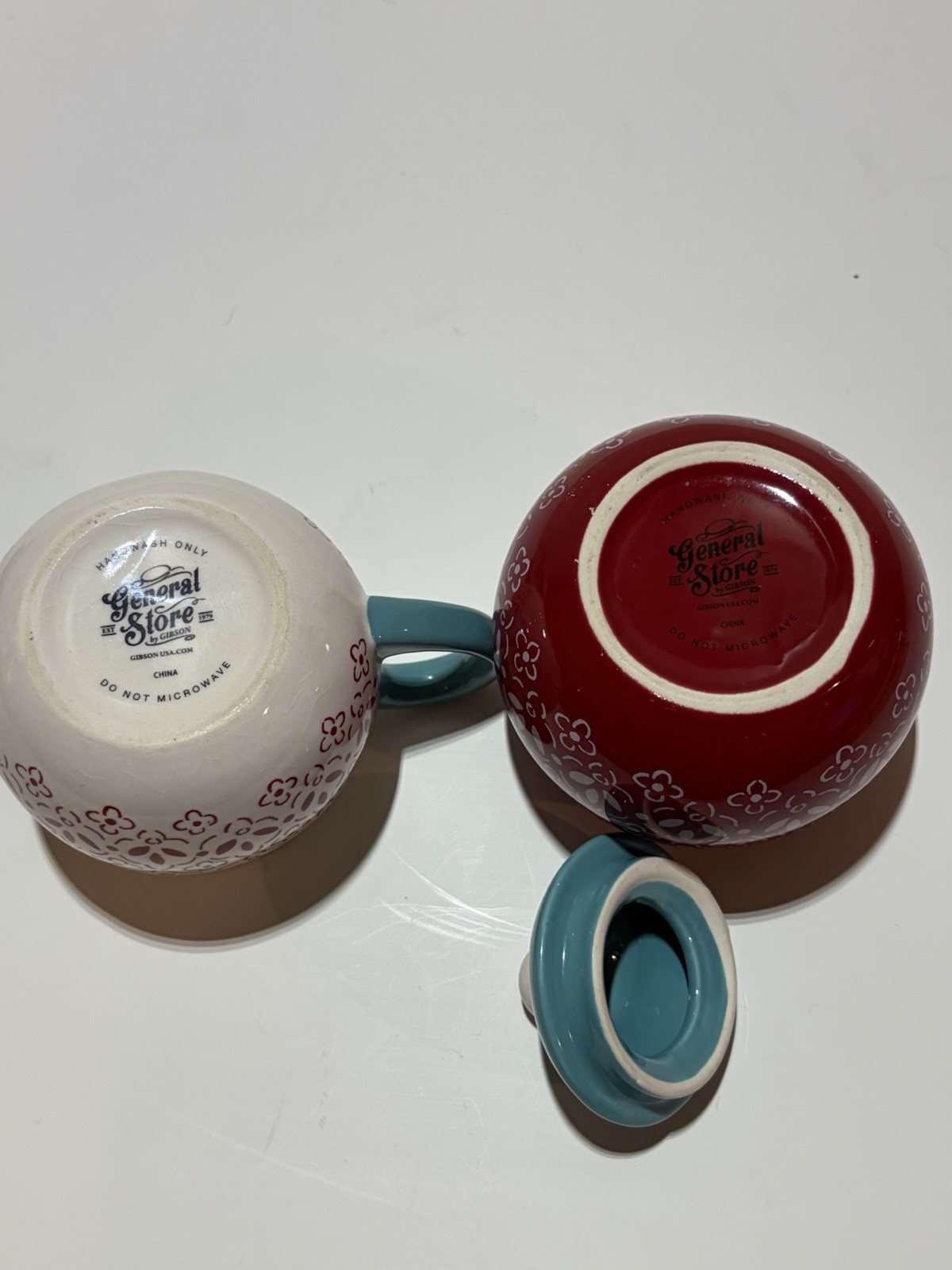 Home General Store Hollydale Decorated Stoneware Sugar And Creamer