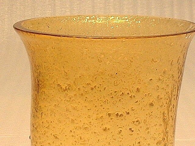 Antique Victorian Amber Spangle Glass Pinched Sided Vase With Silver Flakes