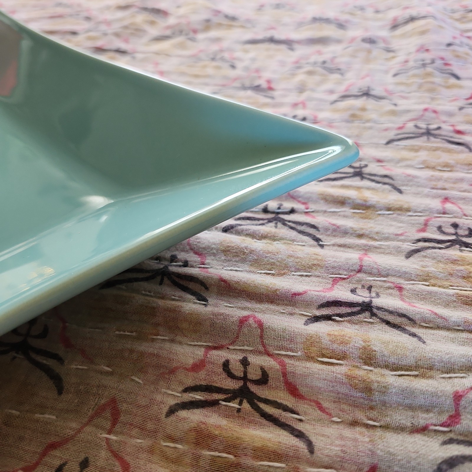 PP Home Portugal Aqua Rectangular Serving Platter Tray 15.5″ Modern Ceramic