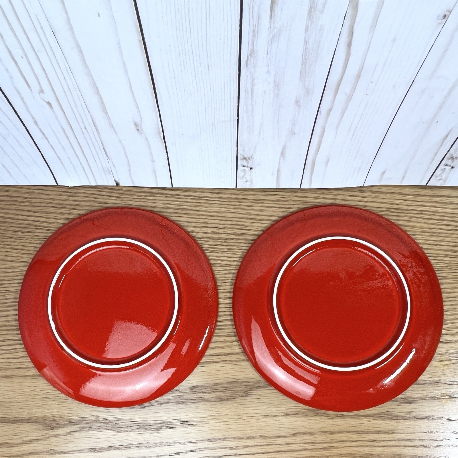Waechtersbach Germany Red Christmas Tree 7.75″ Salad Plates Bread Dessert Set 6