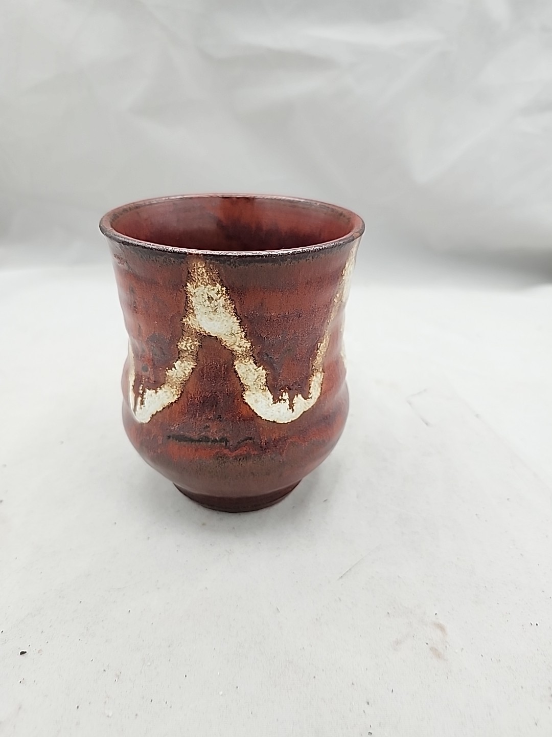 Studio Art Pottery Coffee Mug Red Drip Glaze Lava