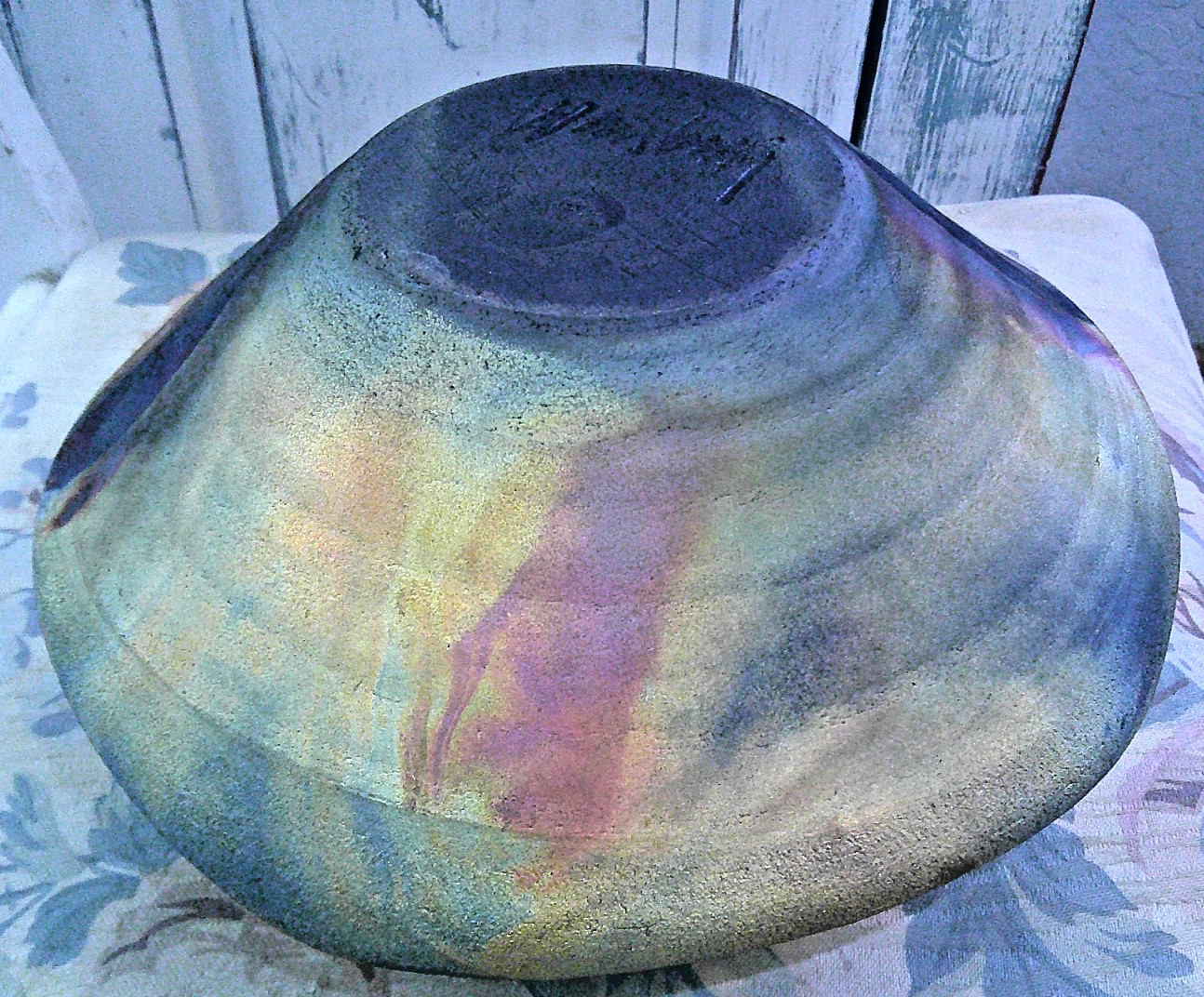 VINTAGE MICHAEL WEINBERG HAND MADE RAKU POTTERY VASE BOWL SIGNED GLAZED BASIN