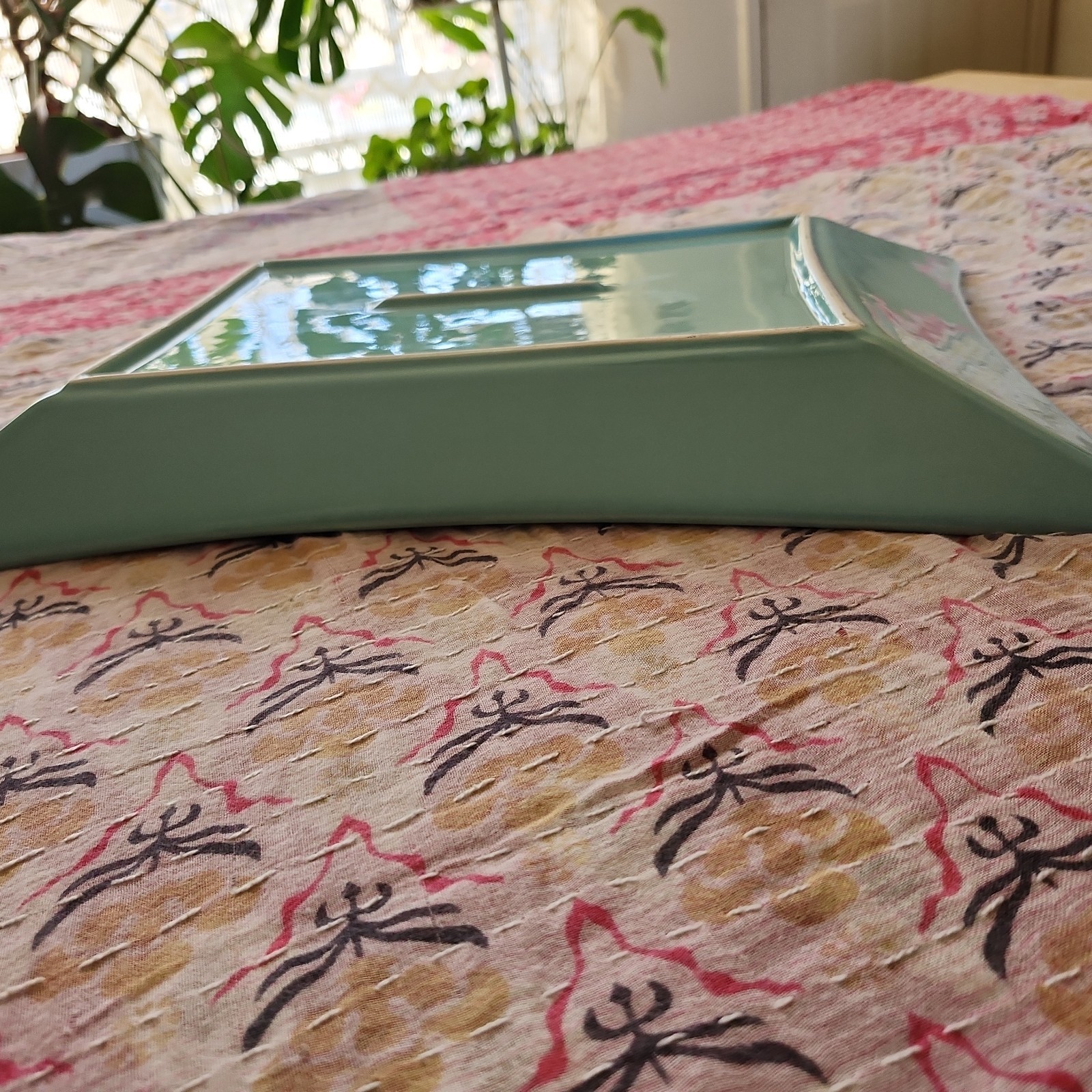 PP Home Portugal Aqua Rectangular Serving Platter Tray 15.5″ Modern Ceramic
