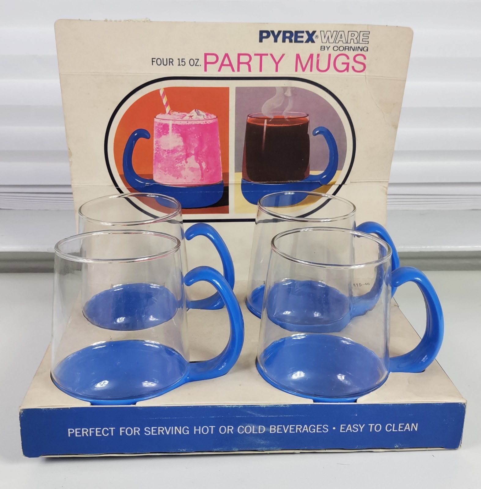 4-15 Oz Vintage Pyrex Ware By Corning Party Mugs New in Original Box