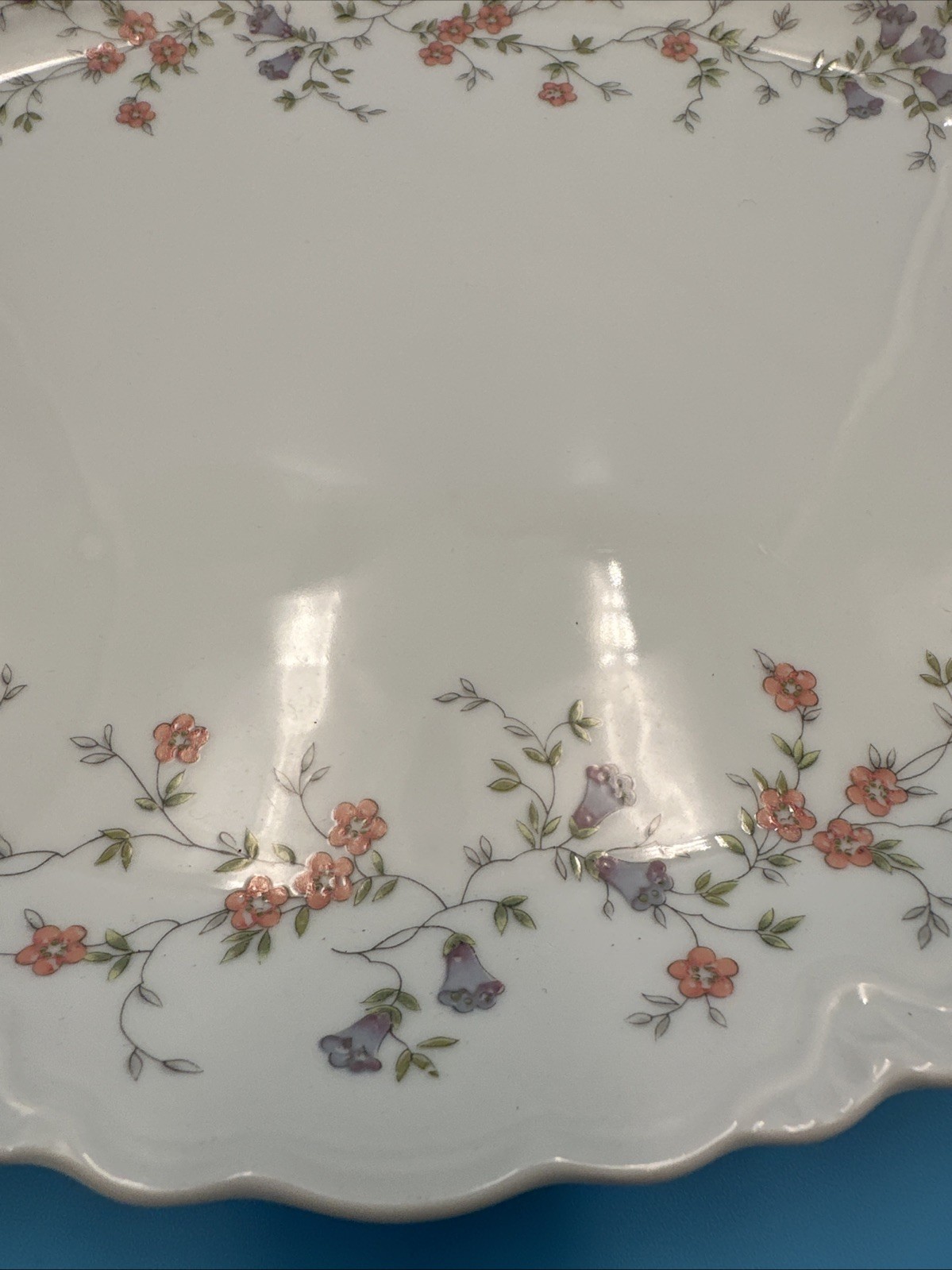 Vintage Rare Hutschenreuther Germany Bluebells Pink Floral 12 in Oval Platter