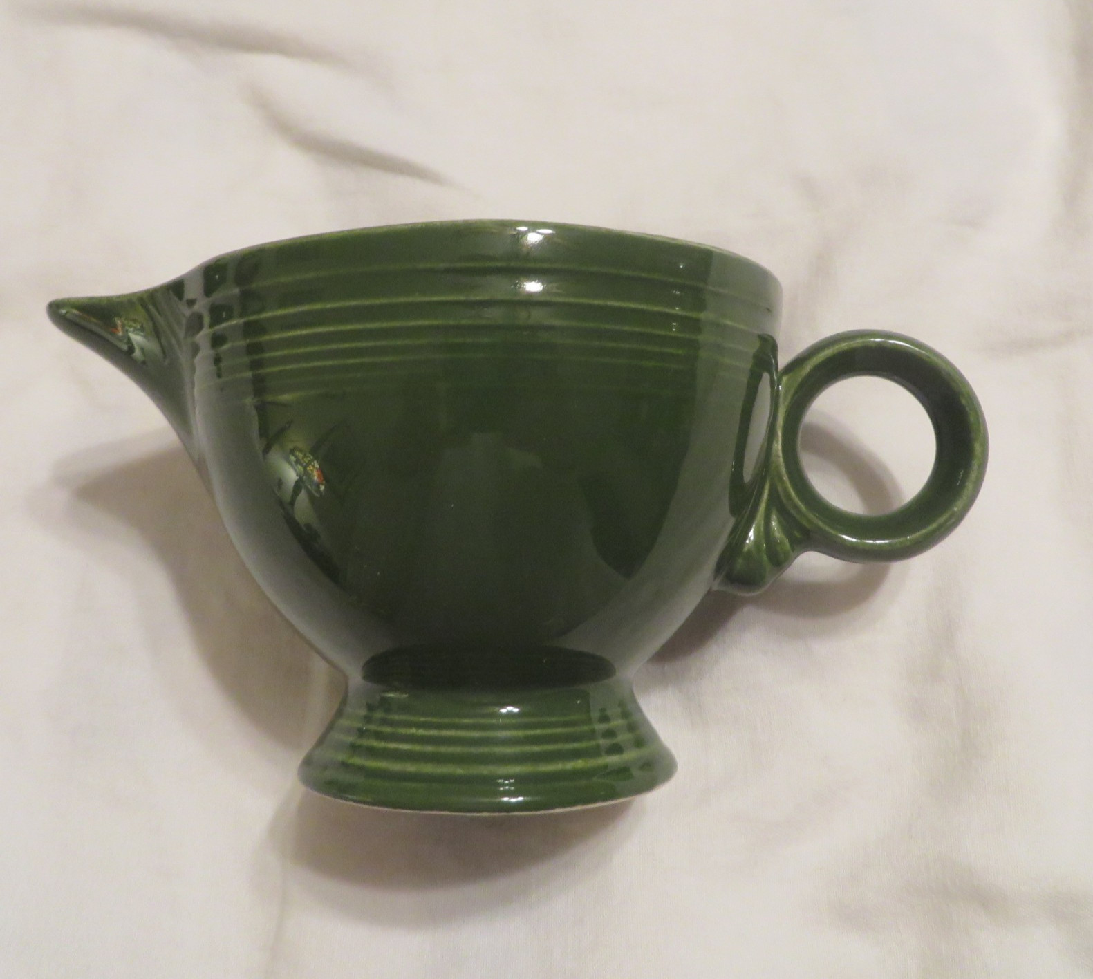 Vintage Fiesta 1950’s *FOREST/DARK GREEN* Sugar Bowl w/Lid & Creamer