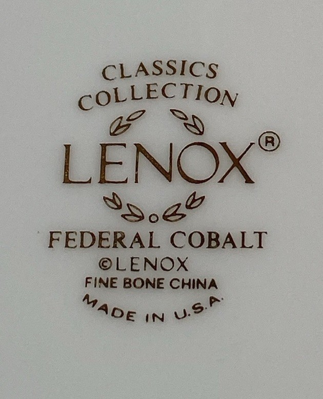 (Set of 4) 10 7/8″ Lenox Federal Cobalt Dinner Plates Collection Gold MINT