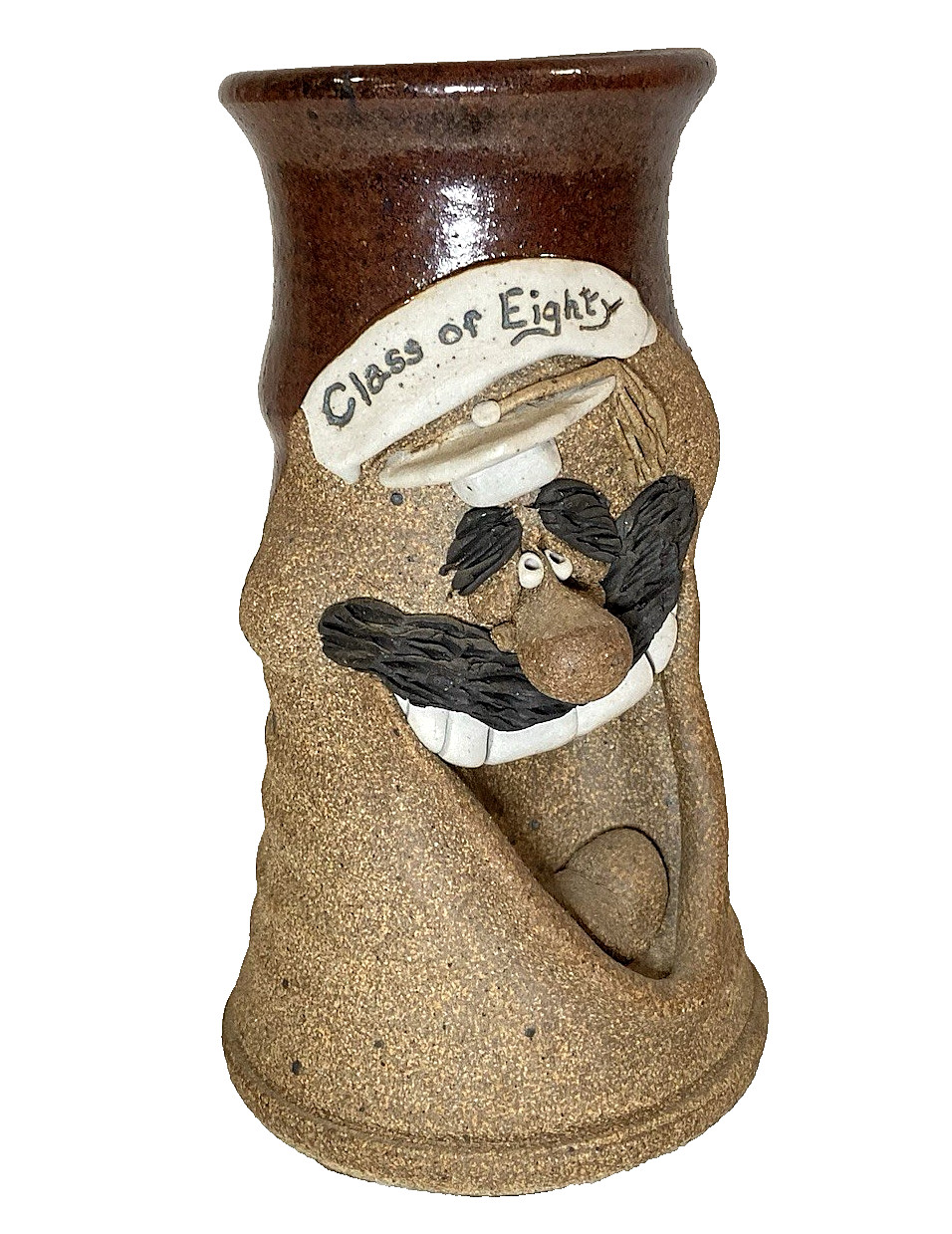 VINTAGE Class of Eighty MARK HINES UGLY Funny Face MUG STONEWARE Reunion Large