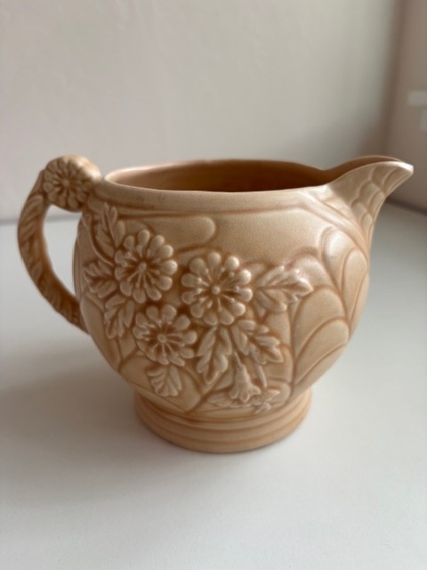 Arthur Wood Victory 30 Made In England Art Deco Pitcher Jug Beige Floral Vintage