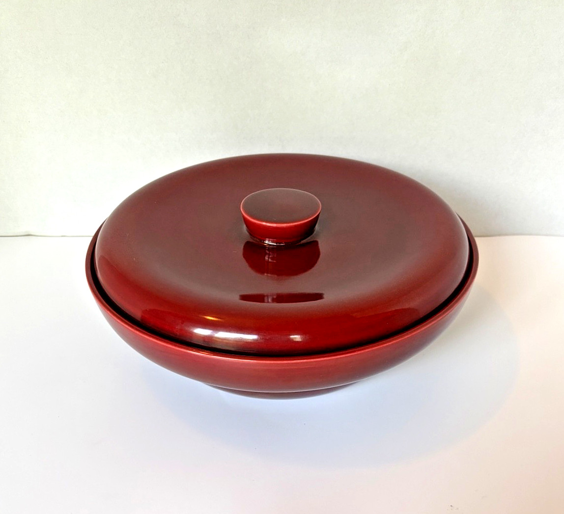 MCM Hollydale MALIBU MODERN Casserole w/ Lid California Pottery Maroon Burgundy