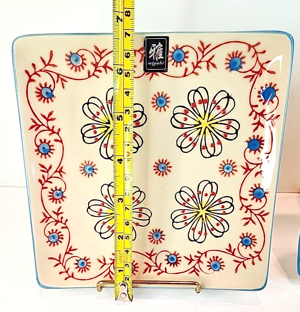 Yokohama Studio Hand Painted Square Plates 6-1/4″ Set of 2