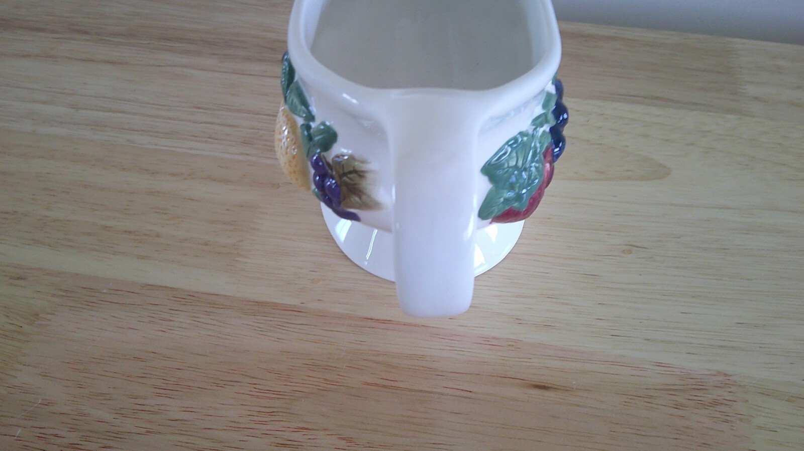 Vintage Hand Painted Gravy Bowl with fruit and leaves