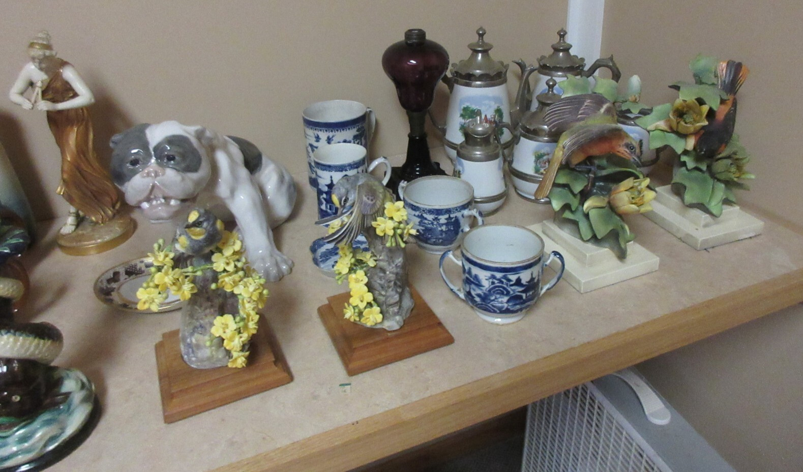 ANTIQUE HISTORICAL BLUE TEAPOT “MCDONOUGH’S VICTORY” AMERICAN VIEW , WAR OF 1812