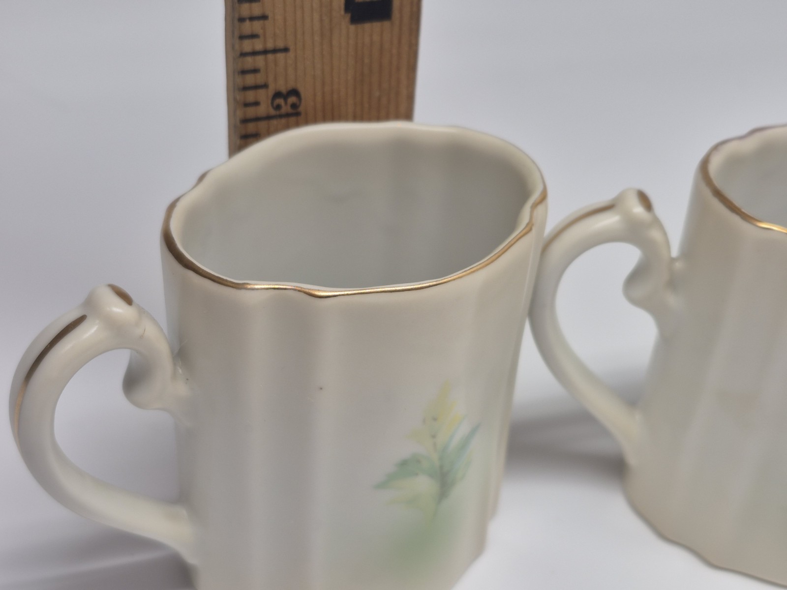 Vintage Antique RS Prussia Suhl Set Of 3 Cups Flowers Gold Trim