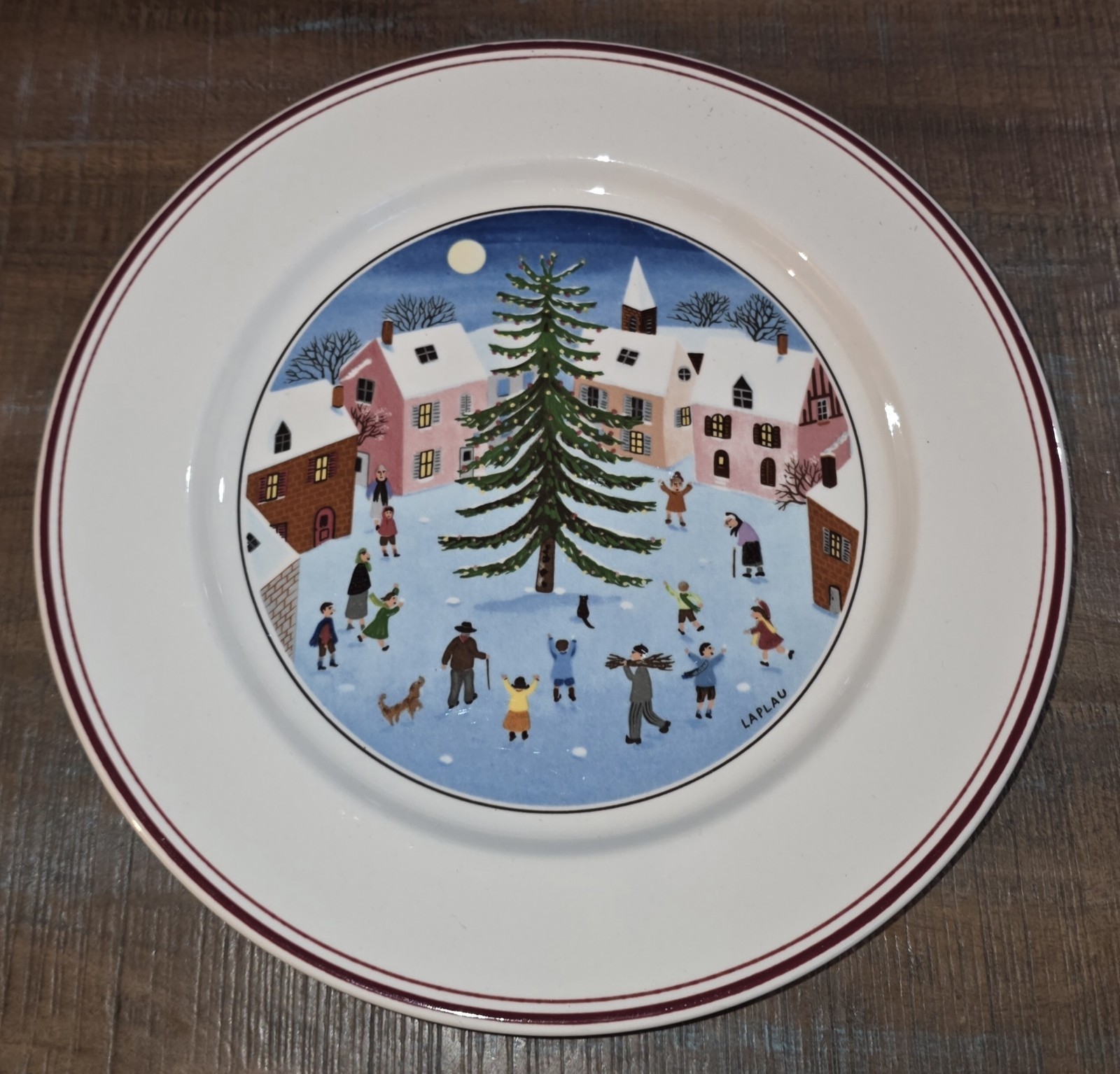 Villeroy Boch Naif Christmas Salad Plate Set Lot Of 4 8.25in